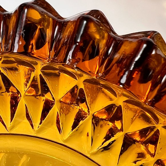 Vtg Indiana Art Glass Amber Diamond Point Peg Votive Candle Holders Retro MCM - Picture 7 of 12